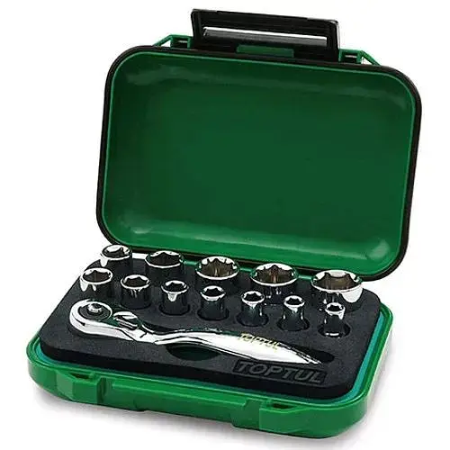 Комплект головок с трещоткой 1/4 13 шт. Toptul hoz0007831 - фото 1