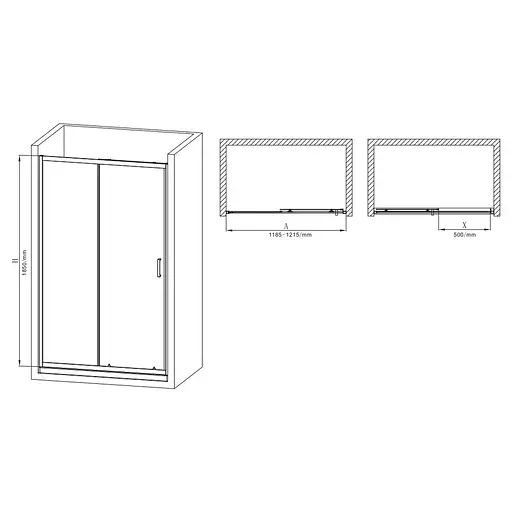 Дверь в нишу Mixxus Premium Diverse SD01-120x185-TR хром прозрачное стекло 5 мм MI6873, универсальная, прозрачная, хром - фото 3