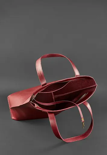 Шкіряна жіноча сумка шоппер D.D. бордова - фото 5