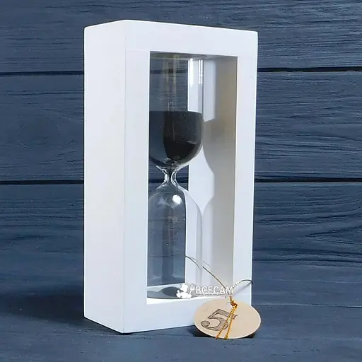 Часы песочные в деревянном корпусе на 5 минут (черный песок) 81823 - фото 2