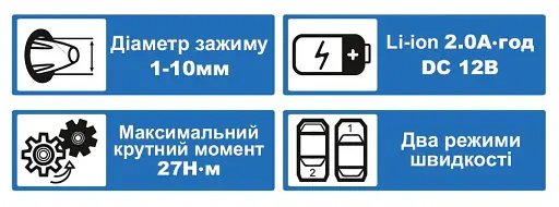 Шуруповерт аккумуляторный Zegor CDA-12/12В/50 Нм/две скорости/2 батареи 12 В 2 Ач/реверс/подсветка
 - фото 9
