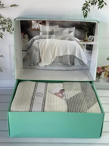 Постільна білизна з в’язаним пледом Krem Romeo Home pbe0051436 - фото 1
