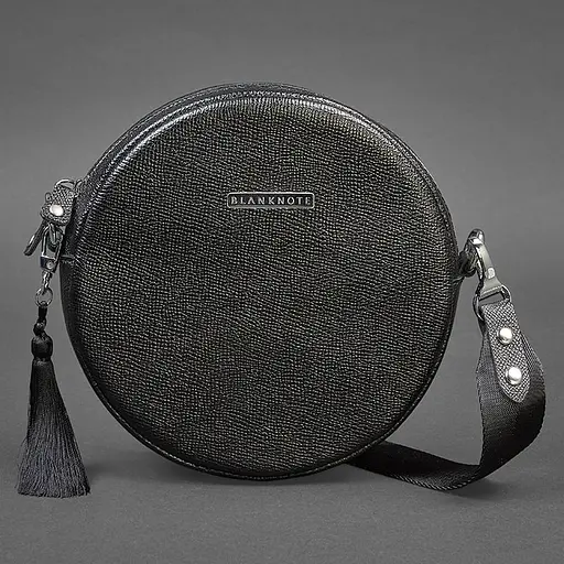 Кругла жіноча шкіряна сумочка Tablet чорна Blackwood - фото 5