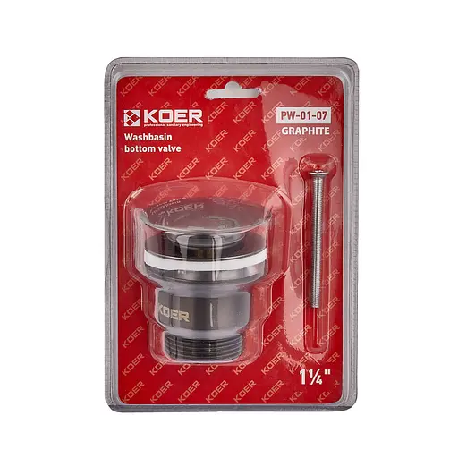 Донний клапан Koer PW-01-07 Click-Clack універсальний KR3404, Графит - фото 3