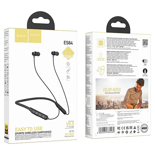 Бездротові навушники HOCO ES64 Easy Sound sports BT earphones Black - фото 3