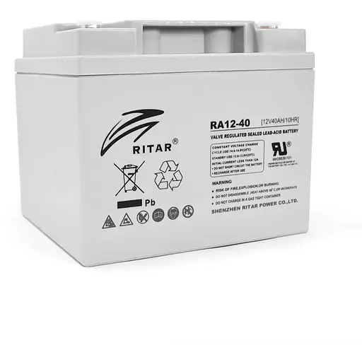 Аккумуляторная батарея AGM RITAR RA12-40, Gray Case, 12V 40.0Ah ( 198 x166 x 169 ) Q1
