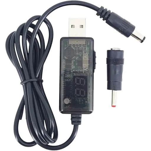 Кабель питания для роутера от повербанк с переключателем (USB 5V to 9V/12V) 5.5x2.5 (3.5x1.35)мм NEW - фото 1