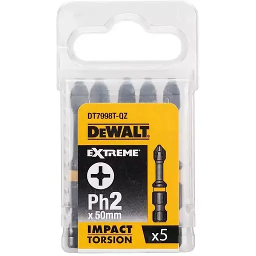 Набор бит DeWalt Impact Torsion ударные Ph2 L=50 мм 5 шт. (DT7998T) - фото 1