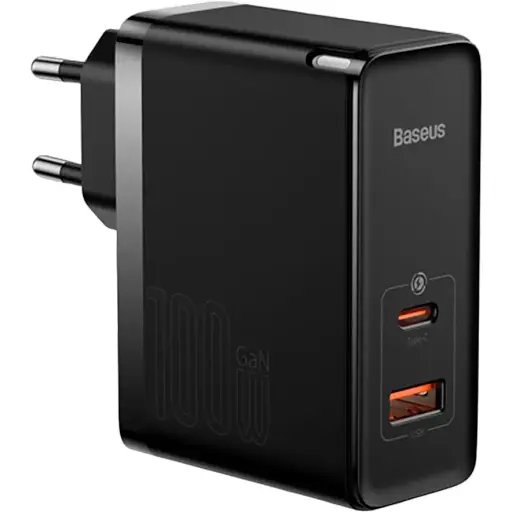 Мережевий зарядний пристрій Baseus GaN5 Pro 2 порта, USB + Type-C 100W Черный (CCGP090201) - фото 1