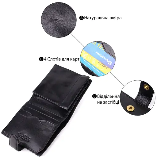 Стильний гаманець унісекс із глянсової натуральної шкіри Tony Perotti 9.6х9.6х2 см acs0032273 - фото 4