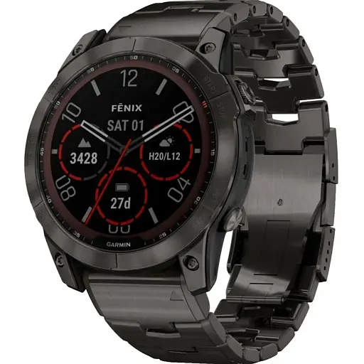 Смарт-часы Garmin Fenix 7X Sapphire Solar C. Grey DLC Titanium w. Carbon Grey DLC Vented T. Band (010-02541-27)