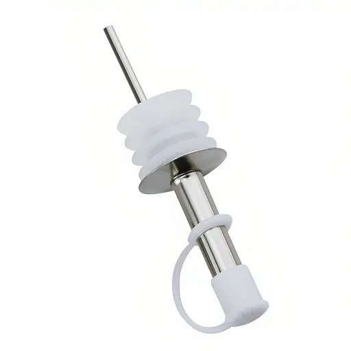 Пробка-носик гейзер дозатор для розливу з пляшки з металевим носиком 9 см, Kitchen Master Білий 85478 - фото 1