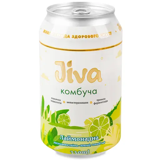 Напій Jiva Комбуча Лаймонадна з настоєм листя каффір лайму 0.33 л - фото 1