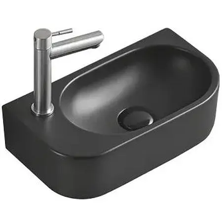 Умивальник Mexen Viera 40 black matt правий накладний підвісний MEX-21274085R, Чорний матовий - фото 1
