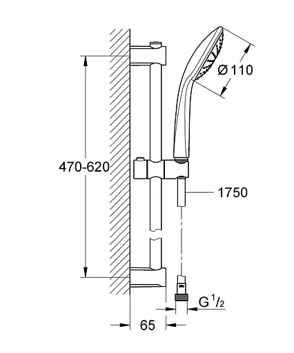 Душовий гарнітур Grohe QuickFix Vitalio Joy Mono 1 режим струменя 27322000, Хром - фото 2
