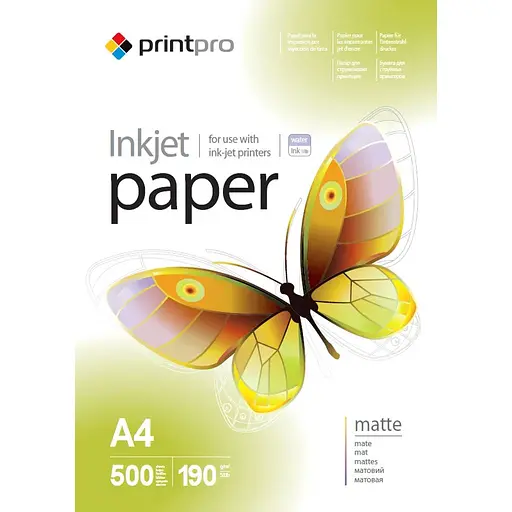 Фотопапір PrintPro, матовий, A4, 190 г/м², 500 арк (PME190500A4)