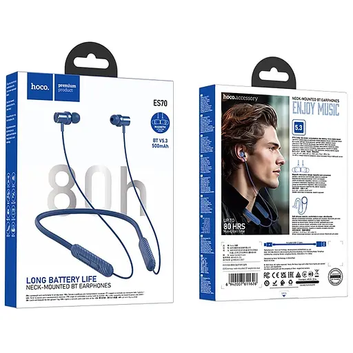 Bluetooth Наушники Hoco ES70 Armour neck-mounted |BT5.3, 80h| blue - фото 3