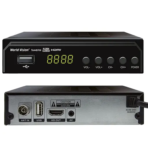 Ефірний Т2 ресивер цифровий тюнер World Vision T644B FM