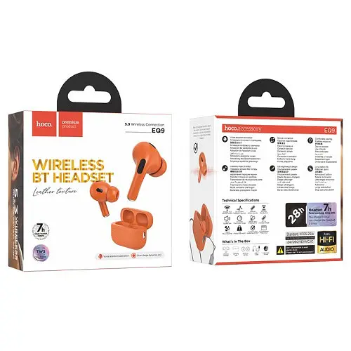 Наушники беспроводные Hoco EQ9 Duke true wireless BT5.3/7hours оранжевые - фото 4