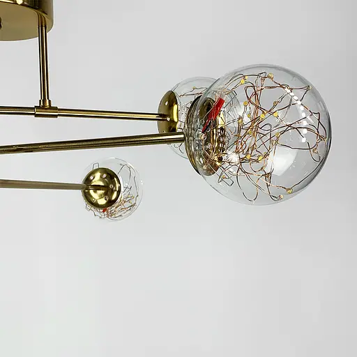 Латунная LED люстра на 6 прозрачных плафонов со встроенными светодиодами Line.F K 26/6 AB - фото 3