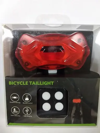 Велосипедная задняя фара (габарит) KXK-03 Stop (red+blue) повороты + лазер + пульт + microUSB - фото 5