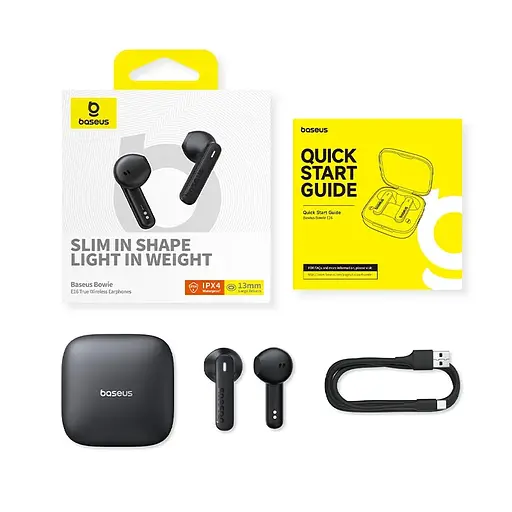 Бездротові навушники Baseus Bowie E16 True Wireless Earphones, IPX4, TWS, BT5.3, 35mAh, 400mAh, 6h, Black A00061900113-01 - фото 6