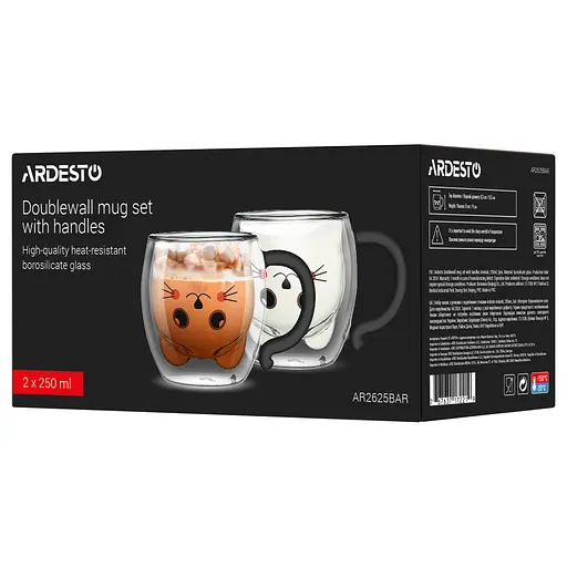 Набір чашок Ardesto Animals BAR 250 мл 2 шт прозорий (AR2625BAR) - фото 6