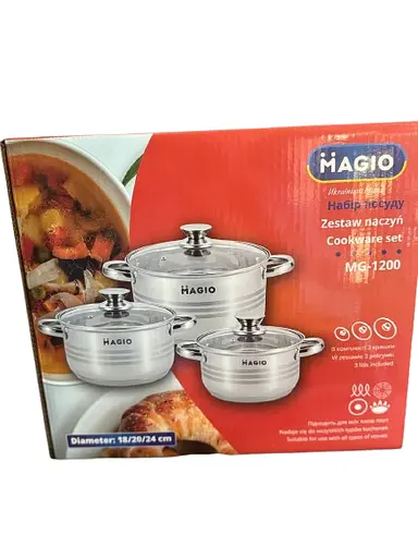 Набор кухонной посуды Magio MG-1200 с нержавеющей стали 2,6 л 3,6 л 6,1 л - фото 7
