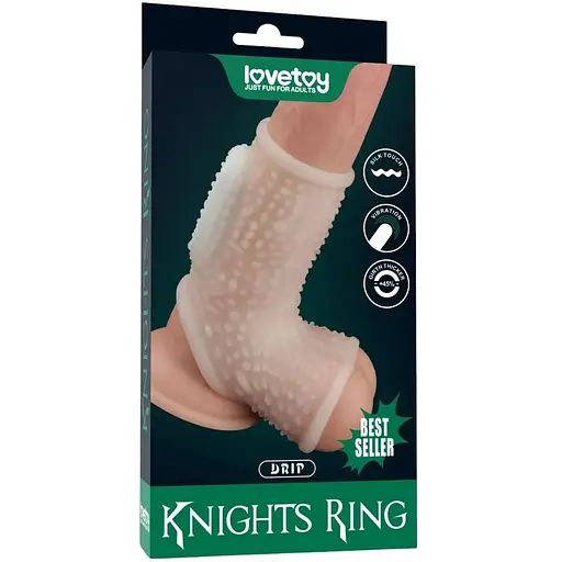 Насадка на пенис Lovetoy Vibrating Drip Knights Ring with Scrotum Sleeve 13 см белый