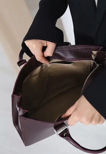 Жіноча шкіряна сумка Fancy A4 бордова - фото 4