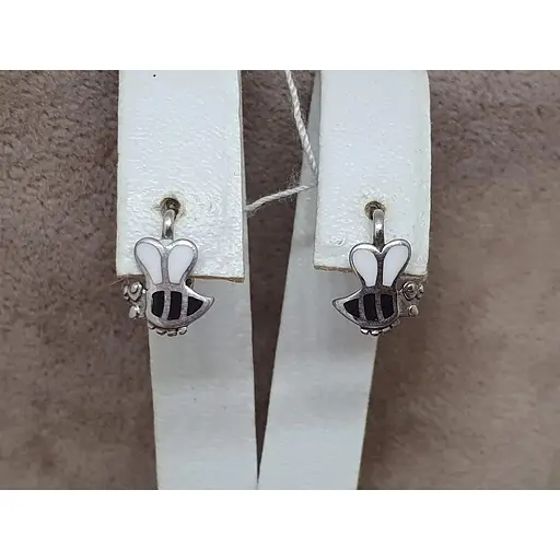 Серебряные серьги Tango Пчелка с эмалью. 400218а - фото 2