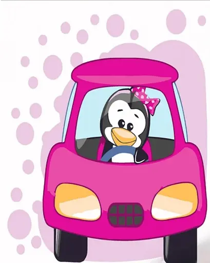 Набір для розпису по номерах Пінгвеня в машинці, Strateg, 30x30 см, ES123