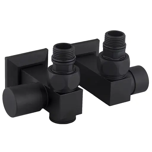 Набір кран вентильний кутовий з американкою Solomon LUX 1/2″Cube Black 8888_ТЕН (1уп) - фото 1