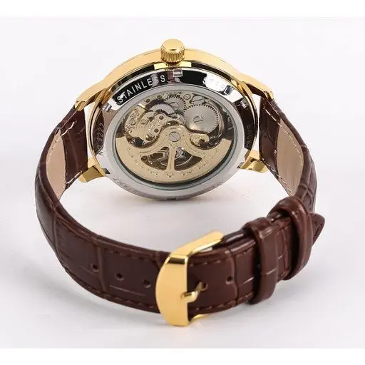 Чоловічий наручний годинник Besta Skeleton UA (Коричневий) - фото 3