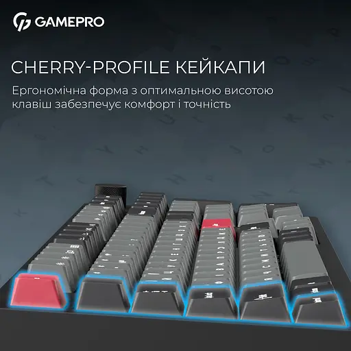 Клавіатура GamePro Asgard Drakkar Keychron Super Red Switch Wireless/Bluetooth/USB Black бездротова (MK305BK) - фото 8