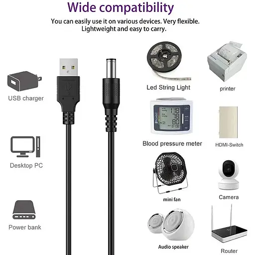 Шнур живлення Liansum USB - DC 5V, DC 5.5x2.1 мм з 10 роз'ємами - фото 5