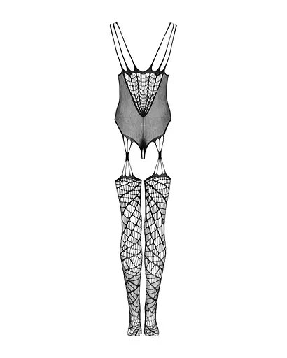 Ажурний бодістокінг під павутину Obsessive Bodystocking G325 black чорний комбінезон імітації S/M/L - фото 6