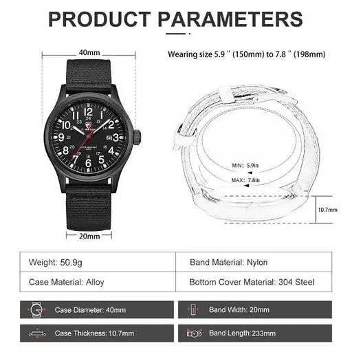 Чоловічий тактичний наручний годинник Cheetah Command (Чорний) - фото 7