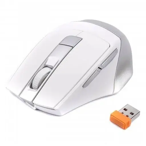 Миша A4Tech Fstyler FB35C, Icy White, USB, бездротова, оптична, BT+RF (Combo), 1200/1600/2000/2400 dpi, 125 Hz, 6 кнопок, вбудований Li аккумулятор
