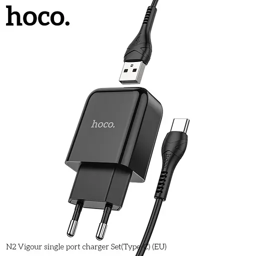 Адаптер мережевий HOCO Type-C cable Vigour N2 набір білий - фото 4