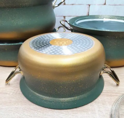 Набір каструль O.M.S. Collection 3045 з гранітним покриттям з кришками Зелений (Туреччина) - фото 6