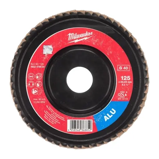 Диск пелюстковий Milwaukee Aluminium 125 x 22.2 мм K40 (4932479091)