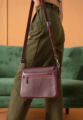 Жіноча шкіряна сумка Jessie бордова - фото 5