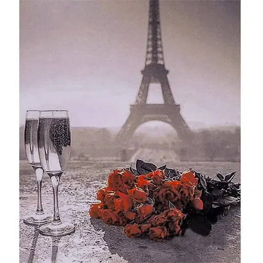Алмазная мозаика по номерам Josef Otten Париж. Романтика на двоих со стразами на подрамнике 30 x 40 см