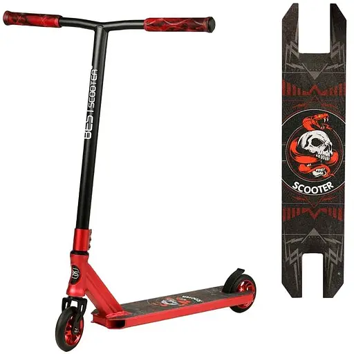 Самокат трюковий Best Scooter 71.50х13х55 см Чорно-червоний 000254849