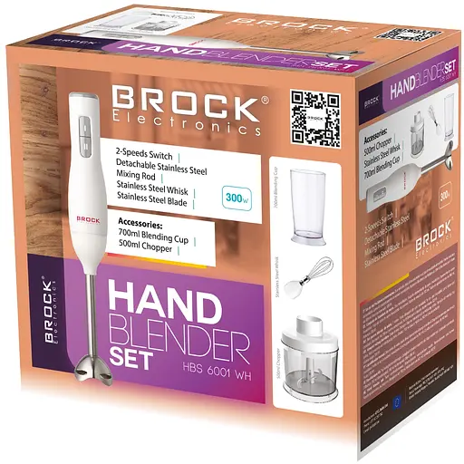 Блендер BROCK HBS 6001 WH ручний 300Вт - фото 4