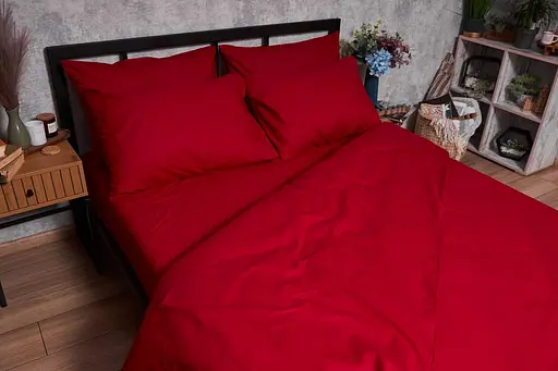 Комплект постельного белья Moon&Star Бязь Gold Люкс Cherry Red King Size 220x240 наволочки 2х40х60 - фото 4