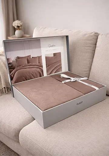 Комплект постільної  білизни євро 200х220  Premium сатин коричневий TC303376154 - фото 3