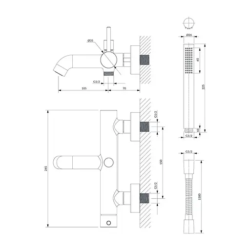 Змішувач для ванни Omnires Y brushed brass Y1231BSB Золотий - фото 2