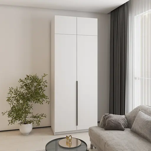 Шкаф 2-дверный с антресолью MebelStar Оскар ДСП BL-B, стандарт 100x52x260 см Аляска белый (MBS-4822) - фото 1